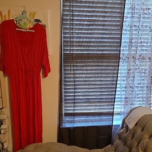 New York & Company Vibrant Red Long Sleeve Dress